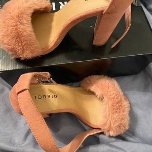 Fuzzy pink heels